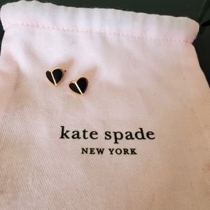 Kate Spade NY Black and Gold heart earrings